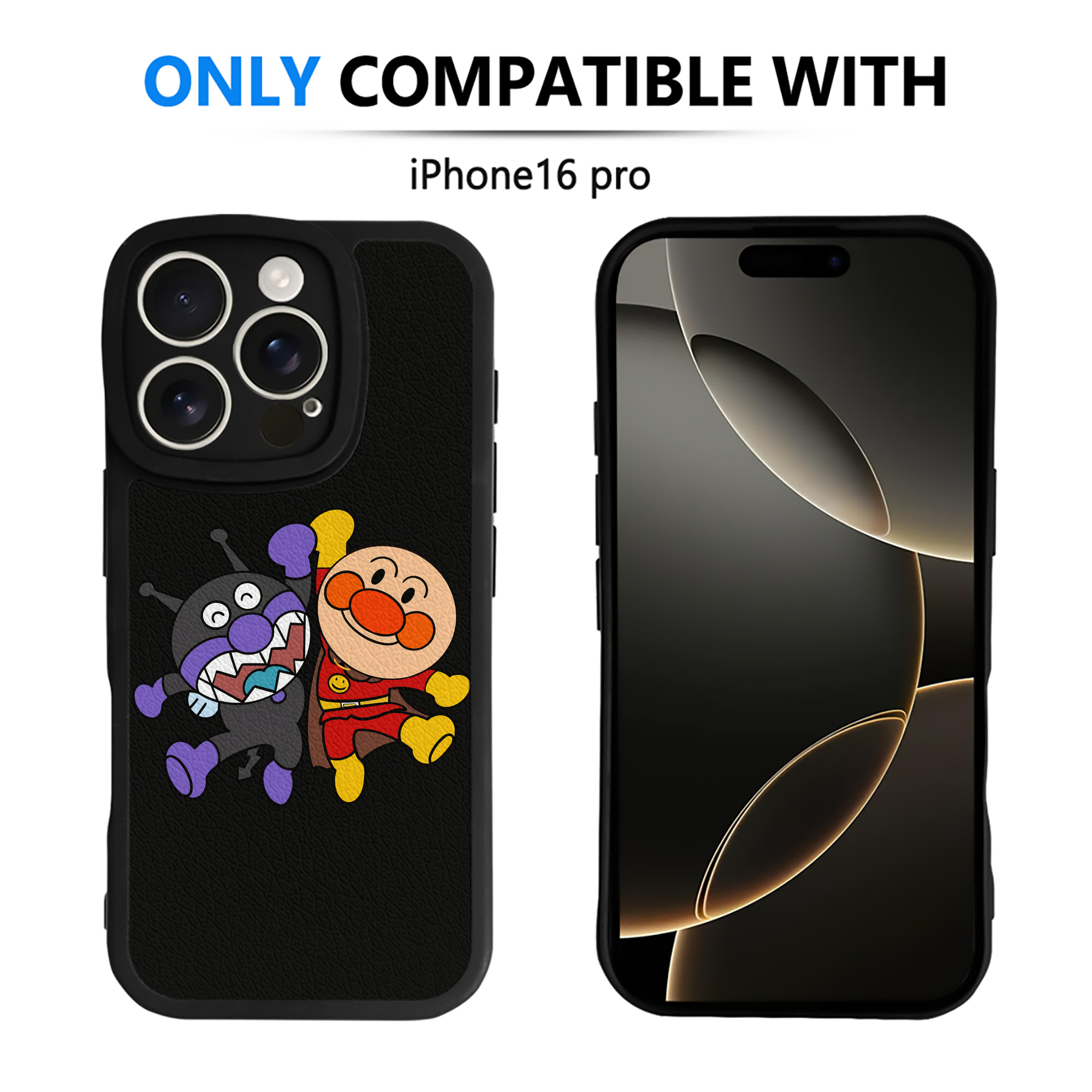 （画像用） アンパンマン Anpanman 【iPhone 16シリーズ対応】シリコンスマホケース（レザー調） 材質：シリコン